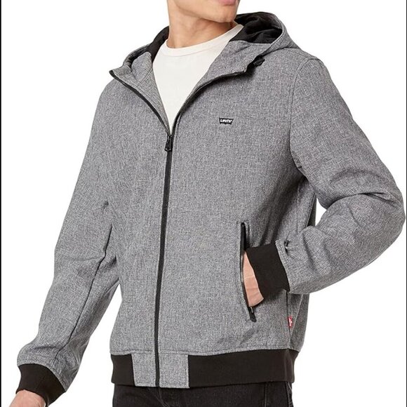 Levi's Hooded Water Resistant Softshell Bomber Jacket - Size Small - Picture 1 of 9